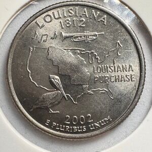 2002 P Louisiana Purchase Quarter Dollar Coin P Mint Obv Damaged